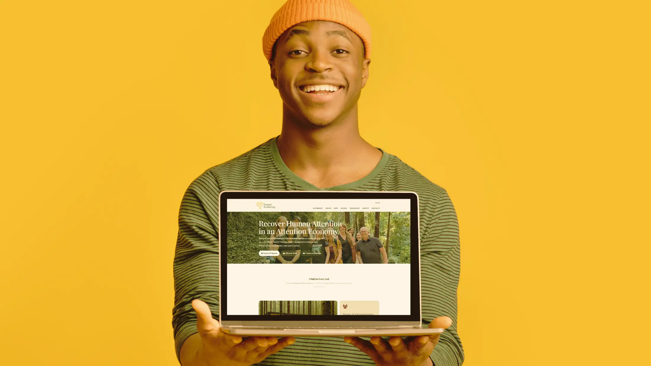 A welcoming visual that supports the featured offer