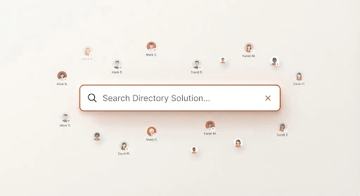 Search interface surrounded by profile results