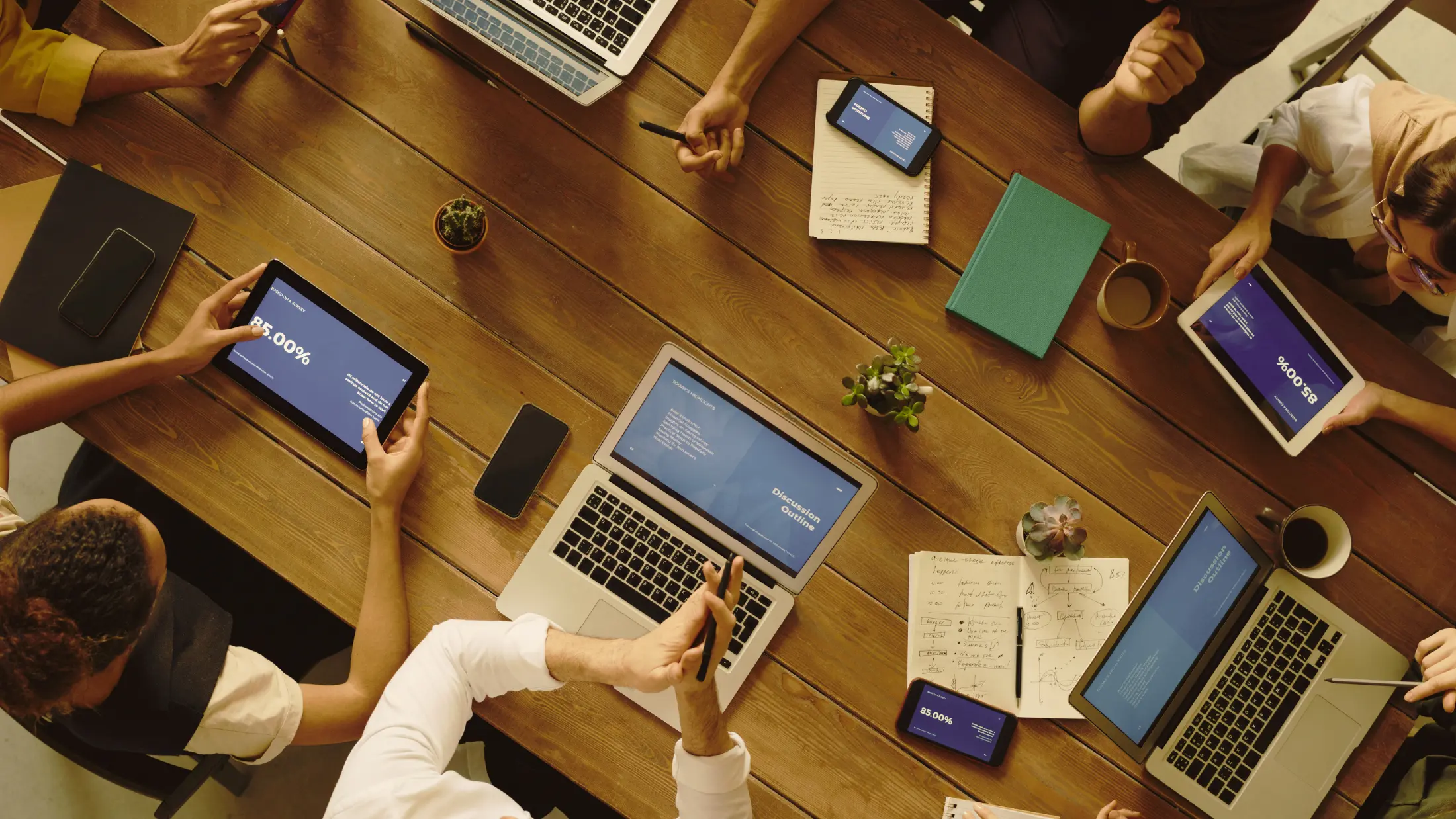 A group of local business owners networking together
